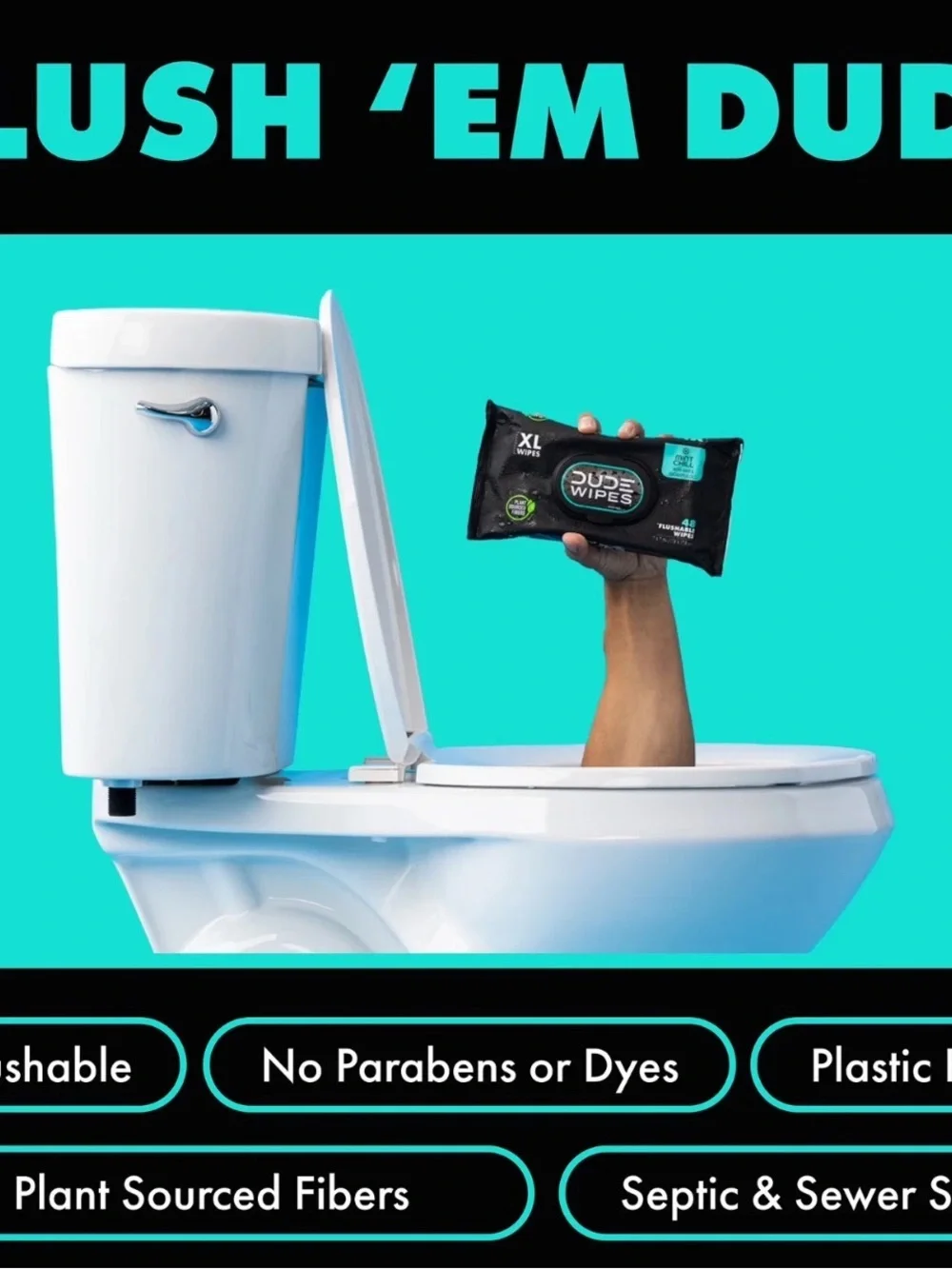 DUDE Wipes Flushable Wipes, XL Wet Wipes for At Home Use, Mint Chill, 240 Count